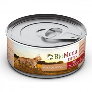 Biomenu 100 гр KITTEN консервы д/котят мясное ассорти